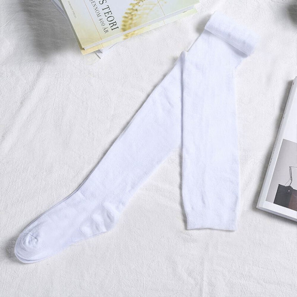 Höst- och vinterstrumpor Lår Höga över Knästrumpor VIT White