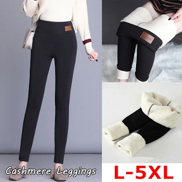 Fleeceforede Leggings Vinter Leggings SORT 4XL Black 4XL