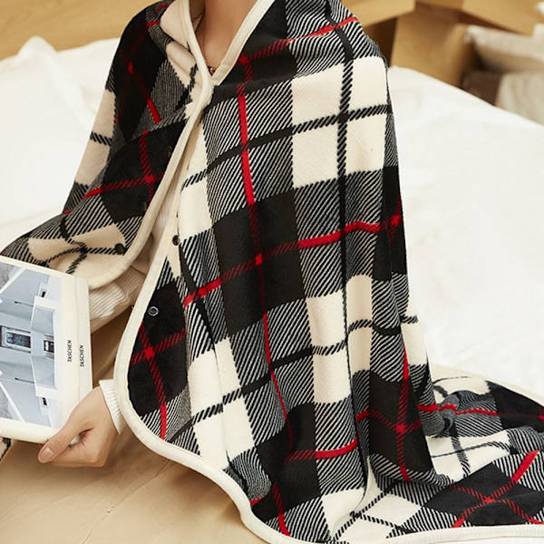 Elektrisk uppvärmd filt sammet varm sjal red checkered blanket
