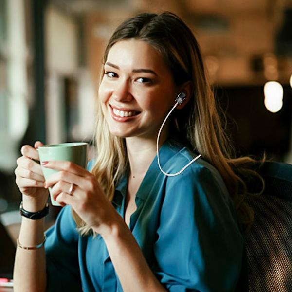 2kpl Earbuds Anti Lost Strap -kuulokkeen köysi MUSTA black