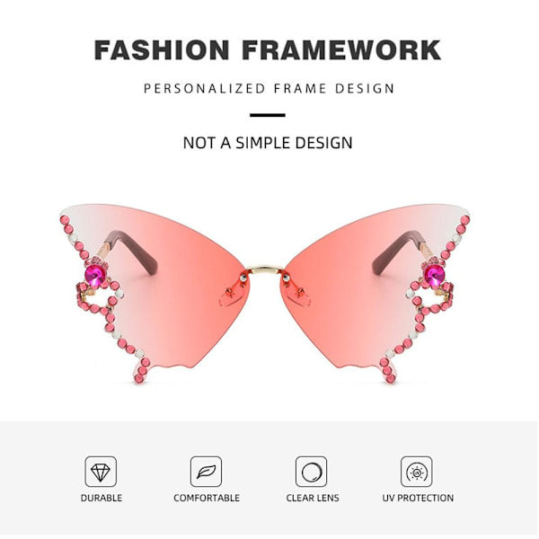 Diamond Butterfly Aurinkolasit Bling Aurinkolasit GRADIENT PINK Gradient Pink