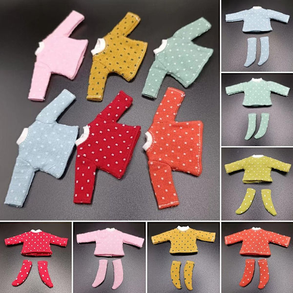 Dukke T-skjorte Sokker Cotton Dot Bluse RØD Red