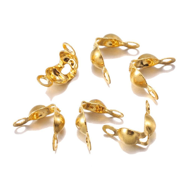 600st Kontaktdon Spänne Fitting Crimps Beads Connector GULD Gold