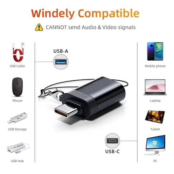 5 kpl Type C - USB 3.0 -sovitin OTG-sovitin MUSTA Black