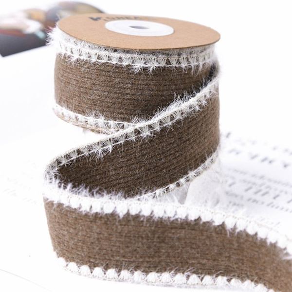 10Yards Mink Wool Stripe Band Plysch Band KAFFE 23MM BREDD coffee 23mm width-23mm width