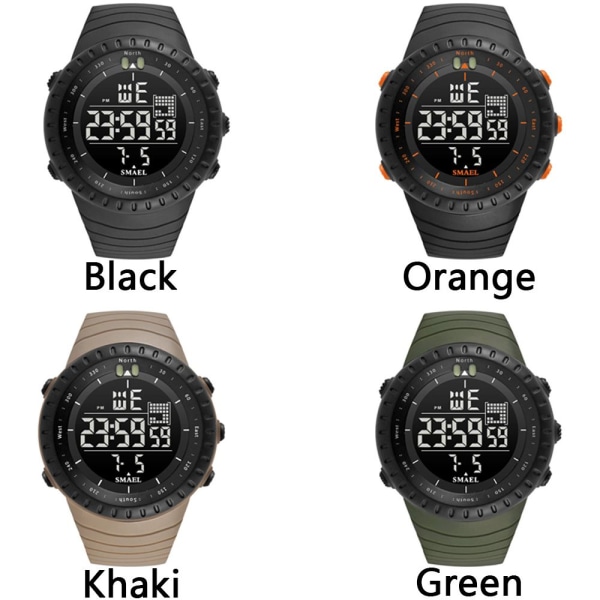 Herreklokke LED digitale armbåndsur KHAKI khaki
