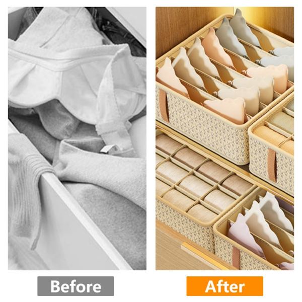 Underkläder Förvaringslåda Lådor Separatorlådor BEIGE 7 GRIDS 7 beige 7 grids-7 grids
