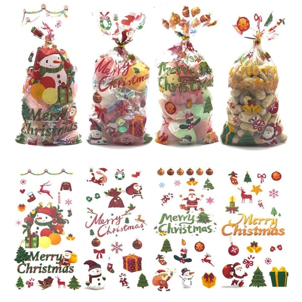 50 Stk juleslikpose Juleemballageposer Småkagegaveposer