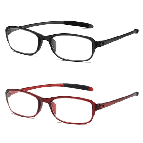 Anti-blått ljus Läsglasögon Fyrkantiga glasögon RÖD STYRKA Red Strength 100