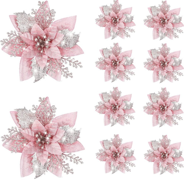 8kpl Joulukukka Joulukuusi Kukat PINK PINK pink