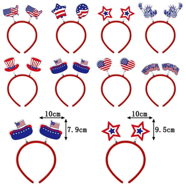 8 stk Independence Day Hodeplagg Flagg Hårbånd Hårbøyler 8pcs