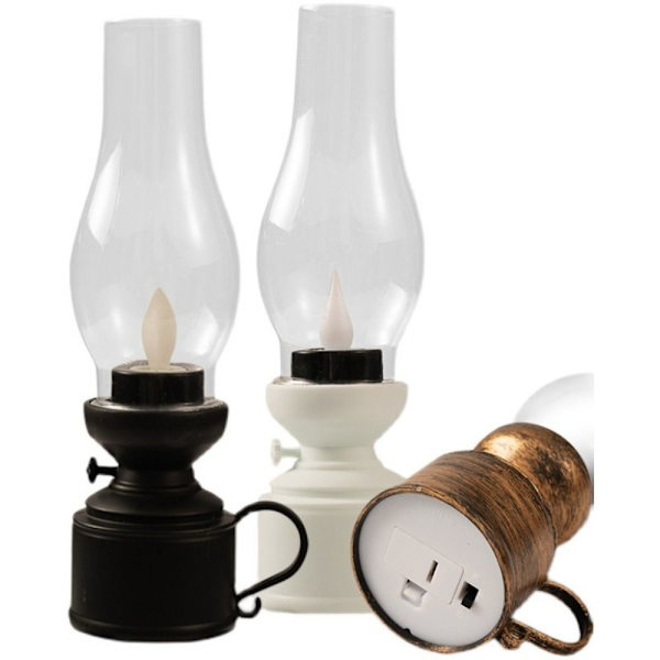 Elektronisk petroleumslampe Natlys Dekoration SORT PLANGTIG Black Flashy Wick