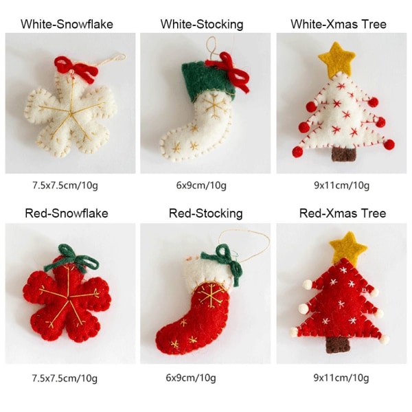 Jul hengende dekorasjon hengende filt anheng RØD red snowflake-snowflake