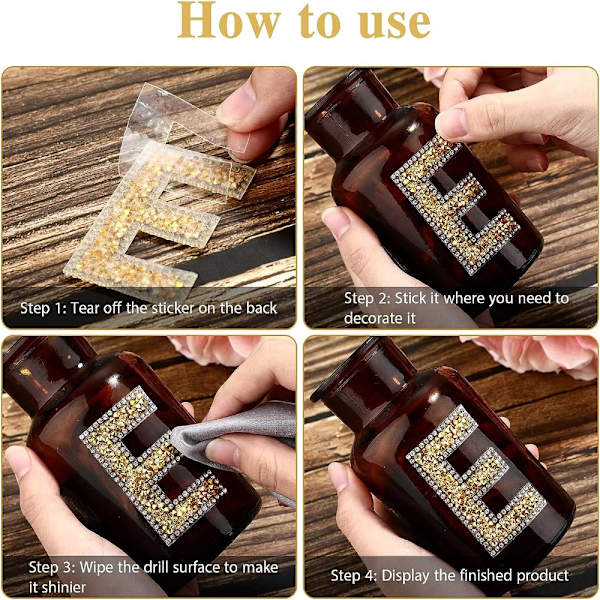 52 stykker Rhinestone Letter Stickers A-Z Letter Glitter Sticker