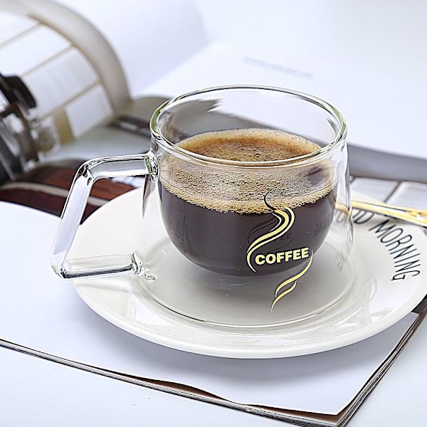 200 ml kaffe-tekopp dubbelglaskopp 2 2 2