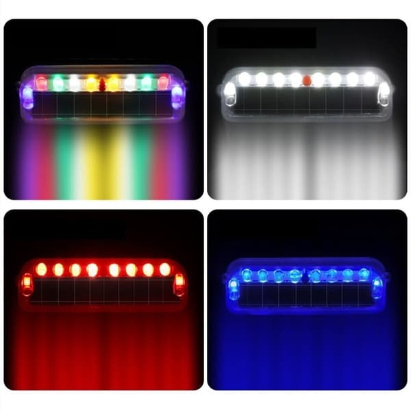 Solar Car Anti-tailgating Blinker Ljus Varning LED Ljus VIT White