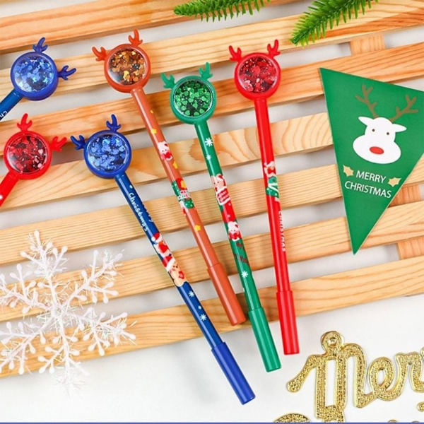 4 STK Christmas Neutral Penne Elk Pailletter Pen RØD red