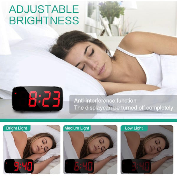 Väckarklocka Digital LED-klocka VIT White