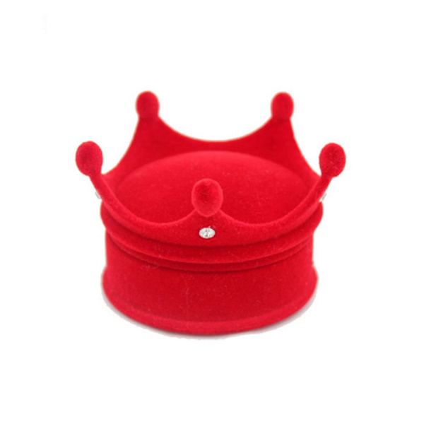 Crown Ring Smykkeskrin Smykke Organizer Opbevaring RØD Red