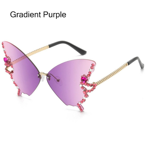 Diamond Butterfly Aurinkolasit Bling Aurinkolasit GRADIENT PURPLE Gradient Purple