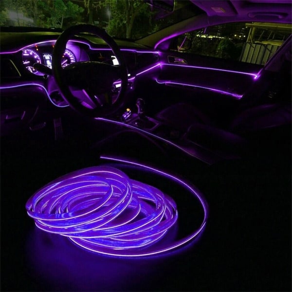 Led Dekorativ Lampa Bil Interiör Atmosfär Tråd LILA purple USB-Powered