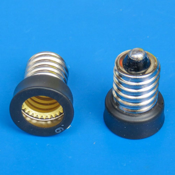 10 STK E14 til E12 Lysfatning Lampeholder SORT black