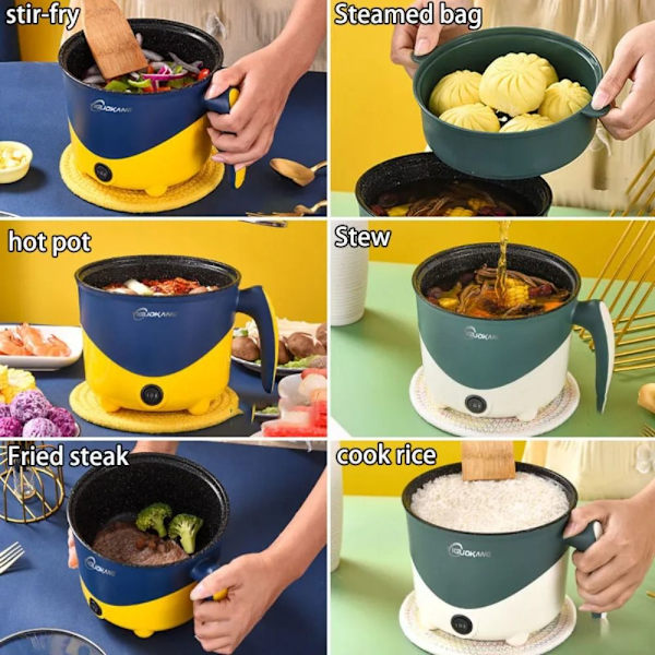 Mini sähköinen ruoanlaitto Sähköinen riisinkeitin SININEN KAKSOISKERTOS Blue Double layer