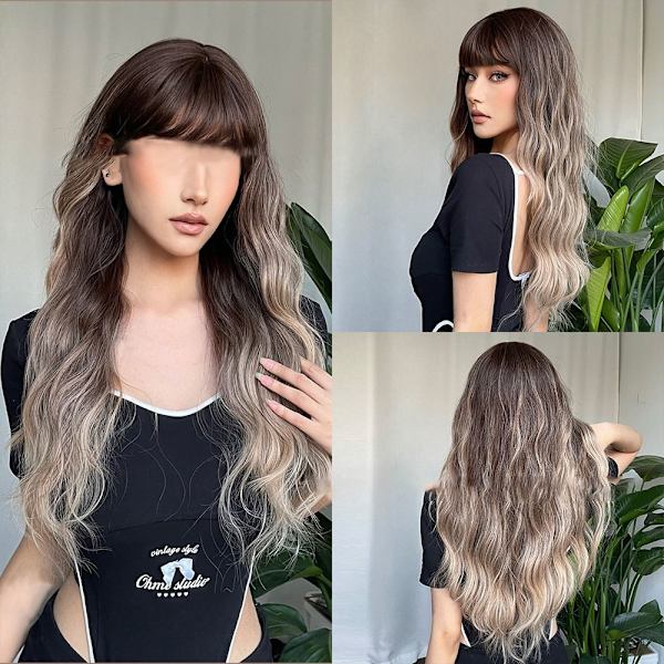 Syntetisk peruk för kvinnor Värmebeständig Long Curly Big Wave Peruk 4 4