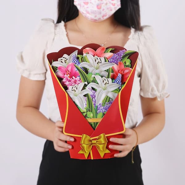 3D Pop-up bukett pappersblommor 2 2 2