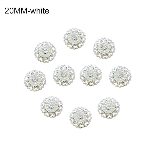 10st Love Heart Strass Knappar Skjorta Knappar VIT 20MM white 20MM