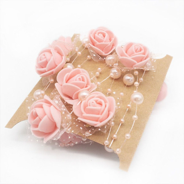 2ST Konstgjorda pärlor Pärlor Kedja Rose Blommor Girlander LIGHT light pink