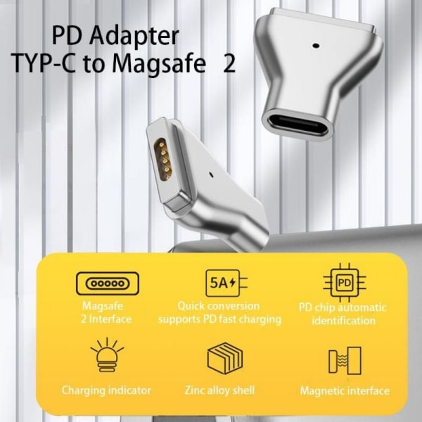 USB C Adapter Type C til Magsafe 2 Plugg Converter
