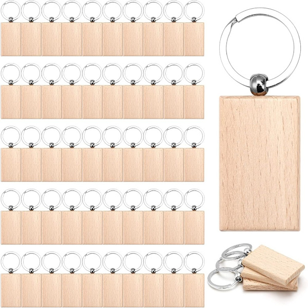 Blank Wooden Key Chain Tränyckelring Rektangel Wood Blanks