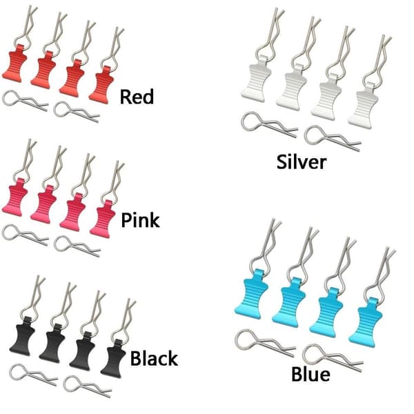 4 STK Shell Body Clips R Spenner SØLV Silver