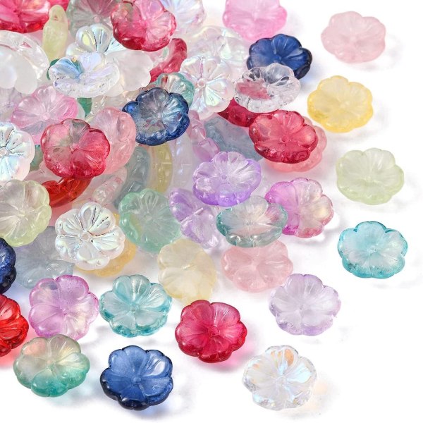 100st transparenta blompärlor glaspärlor
