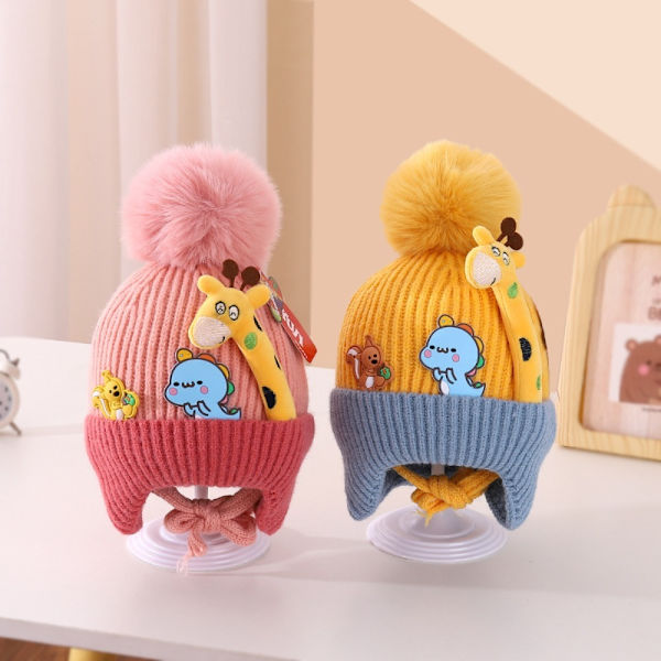 Baby Boy Bonnet Fur Ball KAHVI Coffee