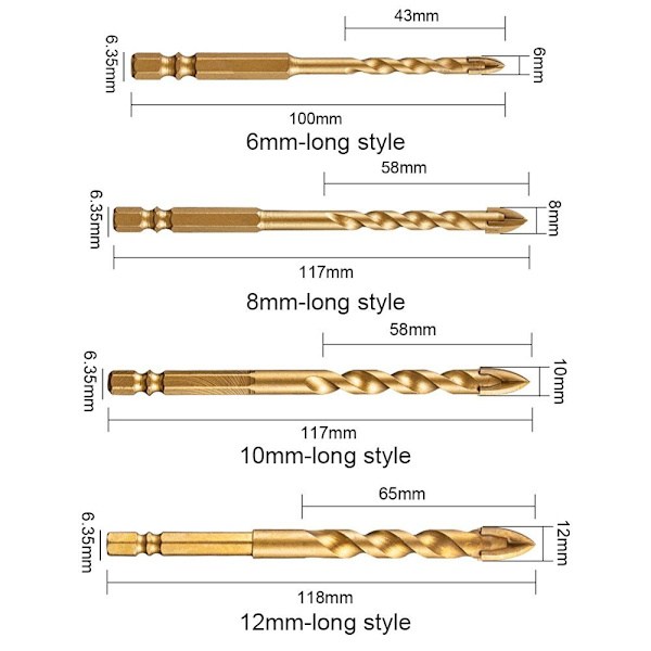 Drill Bits Triangle Bit 8MMLONG STIL LANG STIL 8mmlong style