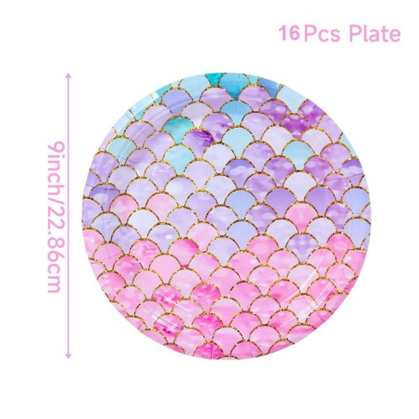Engangsservice Sæt Little Mermaid Party 16STK 7TOMMERS PLATE 16pcs 7inch plate