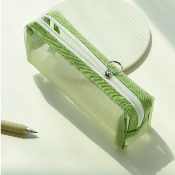 Transparent brevpapper Pennväska Nylon Mesh Case GRÅ Gray