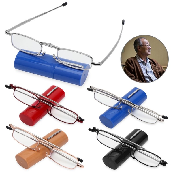 Sammenfoldelige læsebriller med røretui SORT STYRKE 2,5X black Strength 2.5x