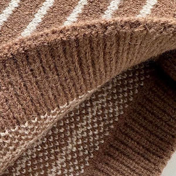 Randiga stickade väskor Handvävd väska BRUN brown