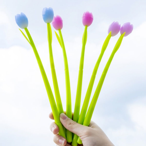 6 Stk Tulip Kuglepenne Farveskiftende LILLA Purple