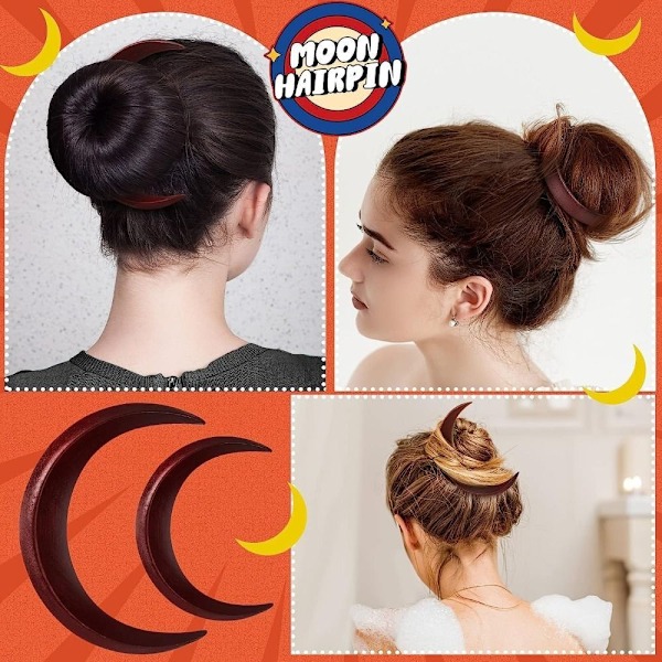 Moon Shape Hårnåle Hårgaffel BROWN S S brown S-S