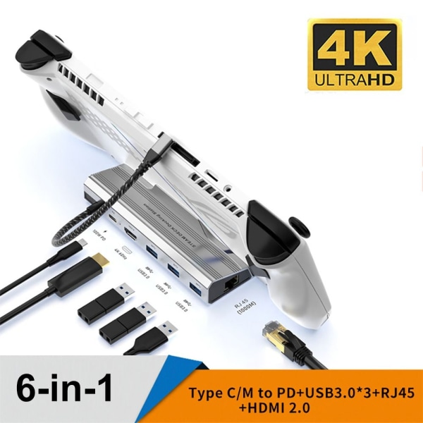 Spillkonsollstativbase USB Type-C Hub 6-IN-1 6-IN-1 6-in-1
