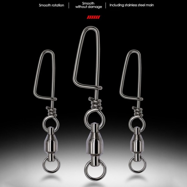 10 st Fishing Snap Connector med Pin Rolling Swivel 3 3 3