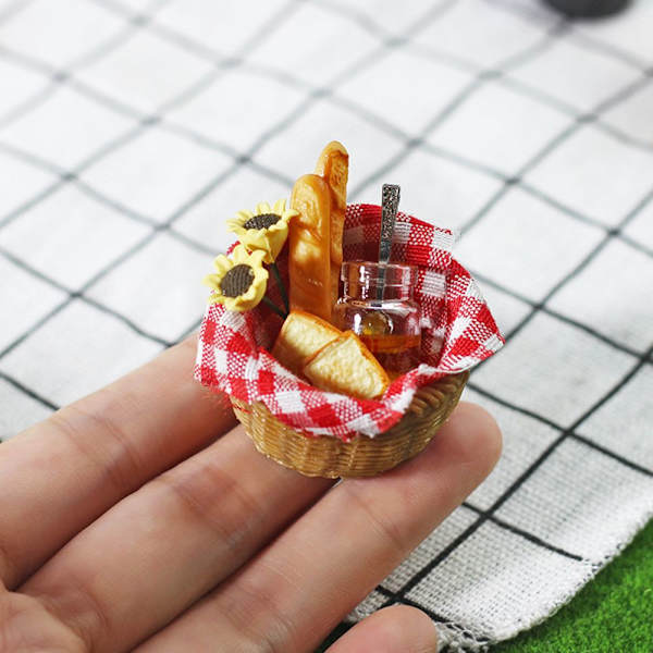 Miniatyyri leipäkori nukkekodin ruoka VIHREÄ green