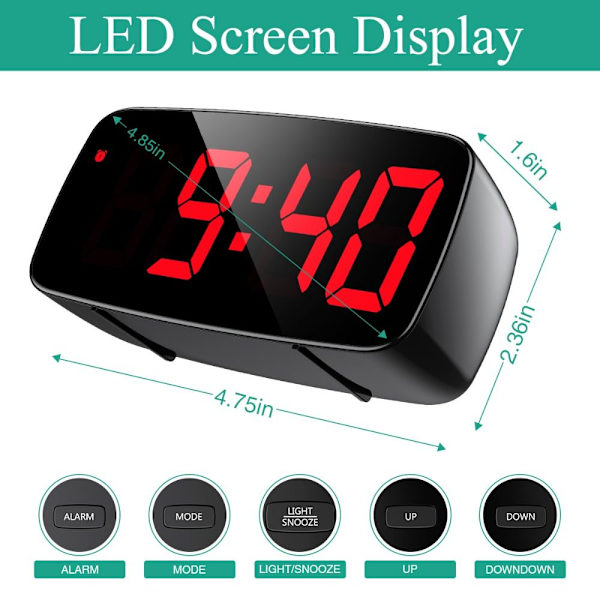 Väckarklocka Digital LED-klocka VIT White