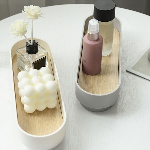 1 stk Natbordsbakke Opbevaringsbakke Badeværelsesorganiseringsbakke White 1 Pcs-1 Pcs