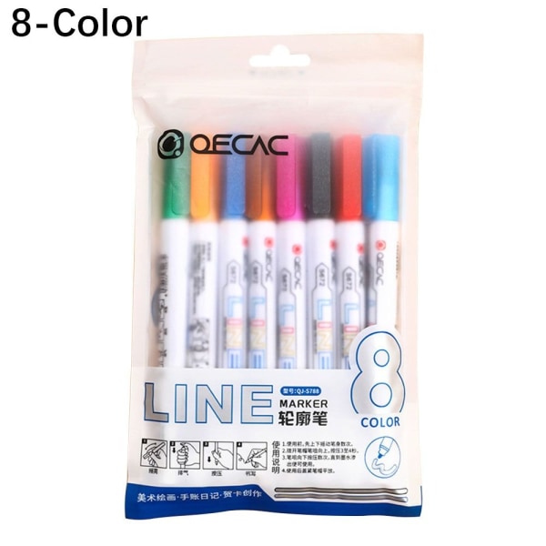 Double Line Outline Pen Marker Pen 8-COLOR 8-COLOR 8-Color