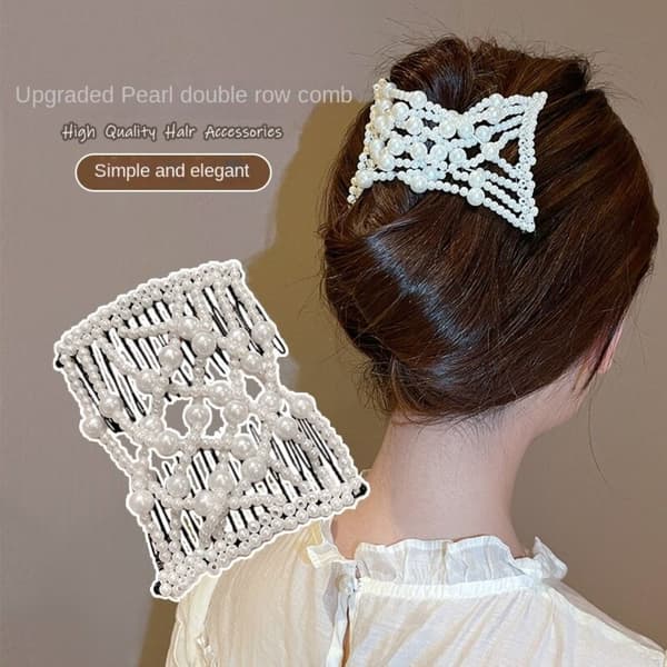 Pearl elastisk hår hårnål dobbel side bun 6 6 6